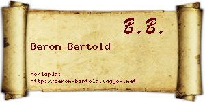 Beron Bertold névjegykártya